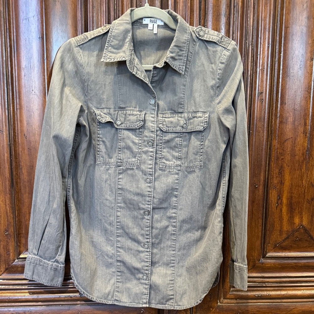 PAIGE Khaki Long Sleeve Shirt